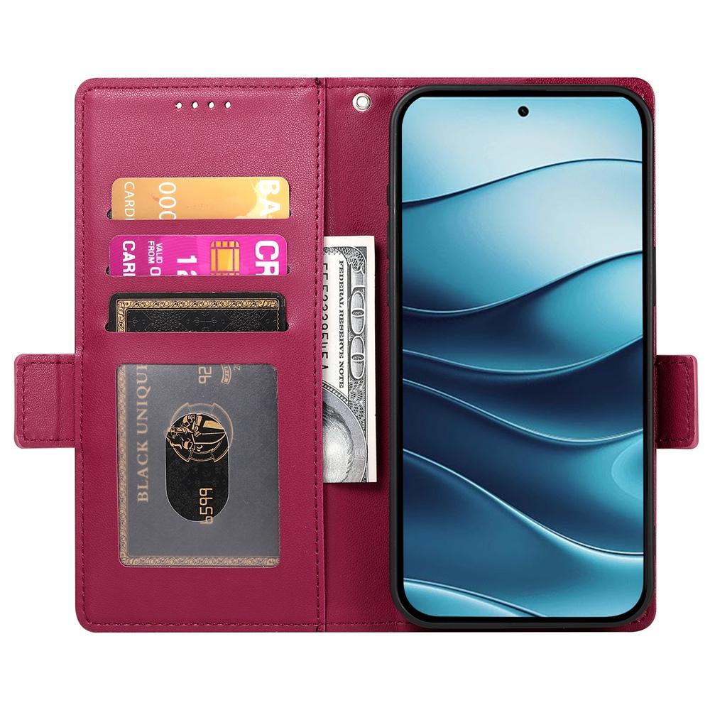 Redmi Note 14 4G Magnetic Leather Wallet Case with Card Slots, Stand Function & Full Protection