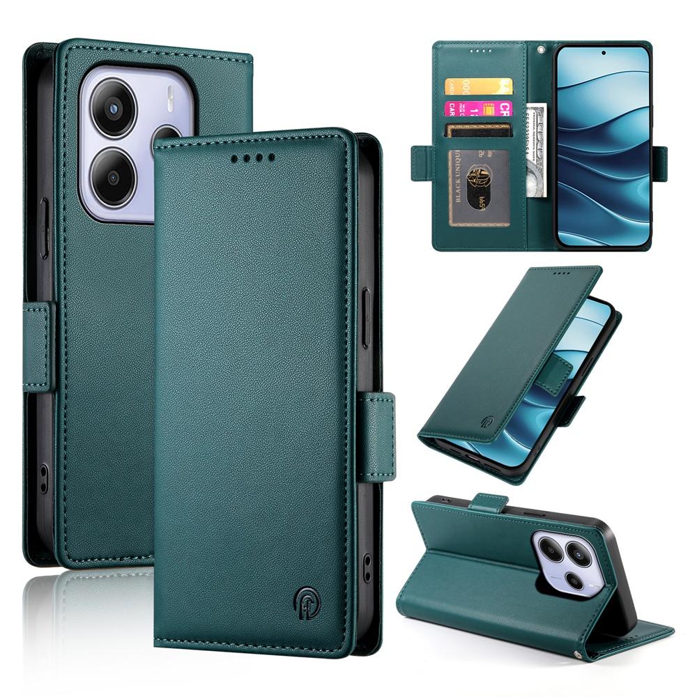 Redmi Note 14 4G Magnetic Leather Wallet Case with Card Slots, Stand Function & Full Protection