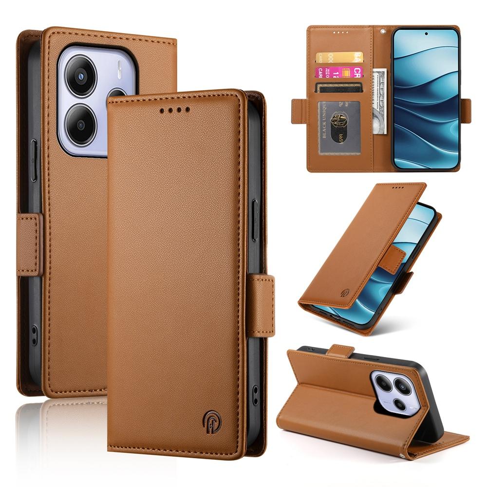 Redmi Note 14 4G Magnetic Leather Wallet Case with Card Slots, Stand Function & Full Protection