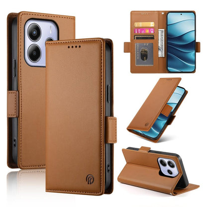 Redmi Note 14 4G Magnetic Leather Wallet Case with Card Slots, Stand Function & Full Protection