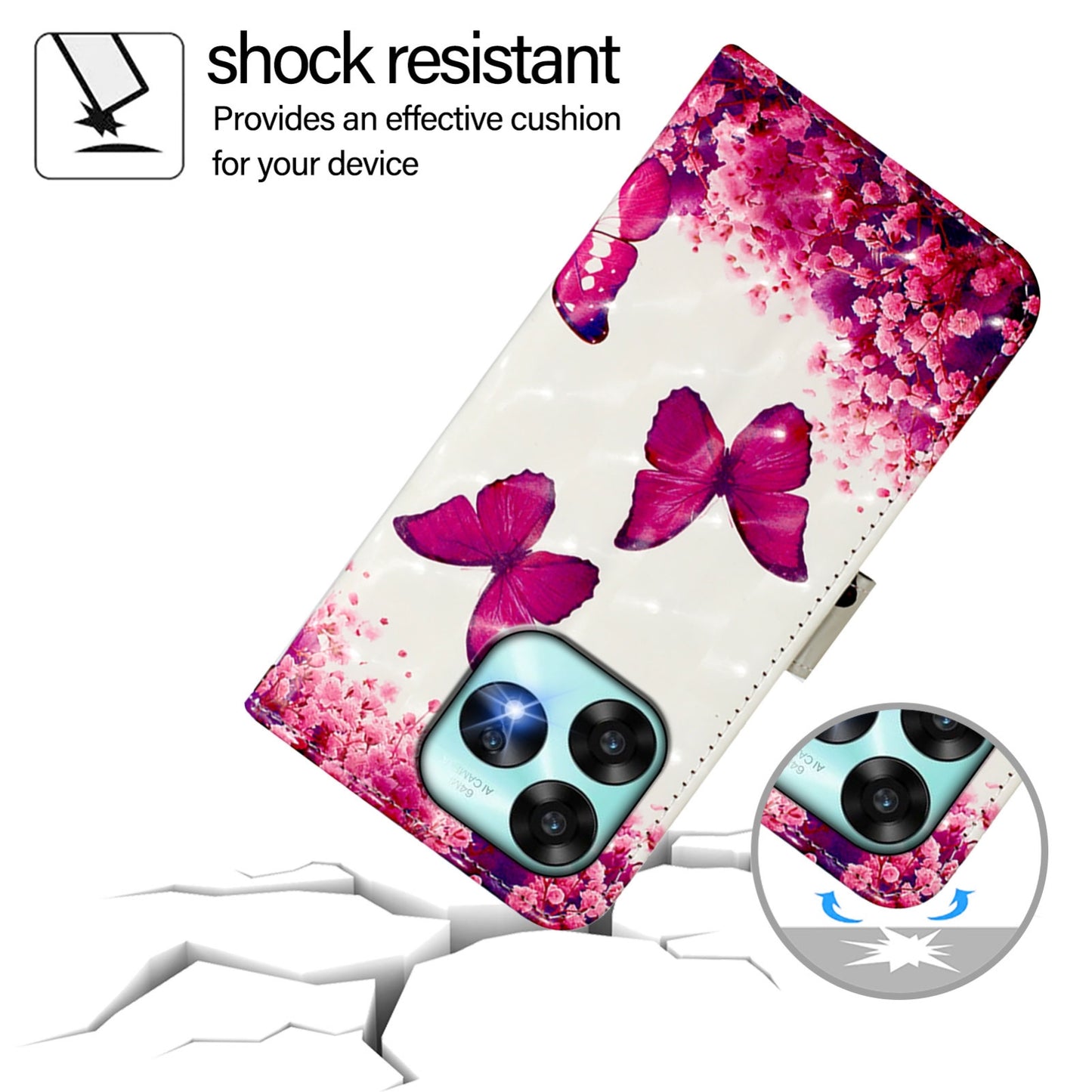 Umidigi A15 Leather Flip Phone Case with 3D Painted Design, Card Holder, Wallet & Stand Function - Durable Protection & Easy Access