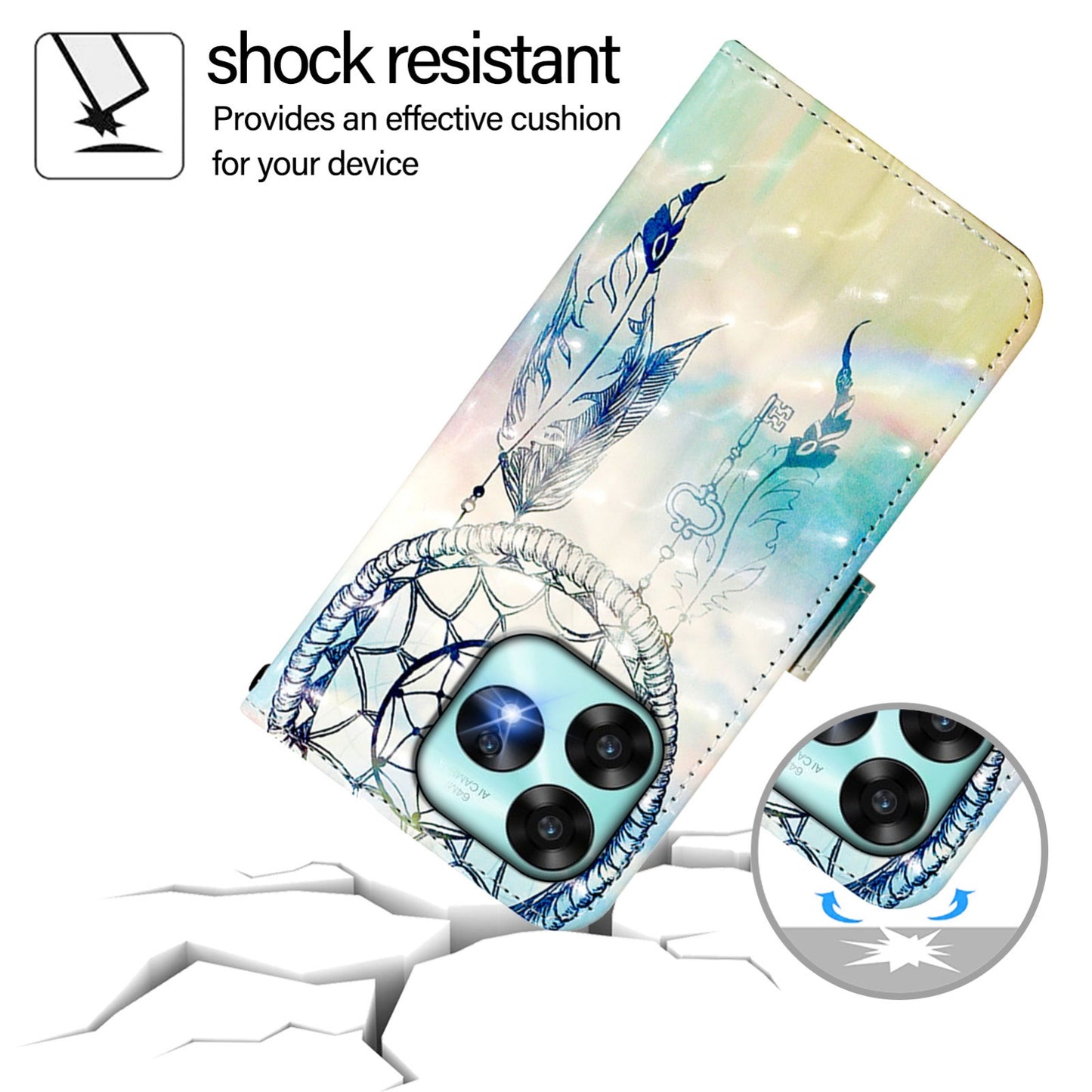 Umidigi A15T Leather Flip Phone Case with 3D Painted Design, Card Holder, Wallet & Stand Function - Durable Protection & Easy Access