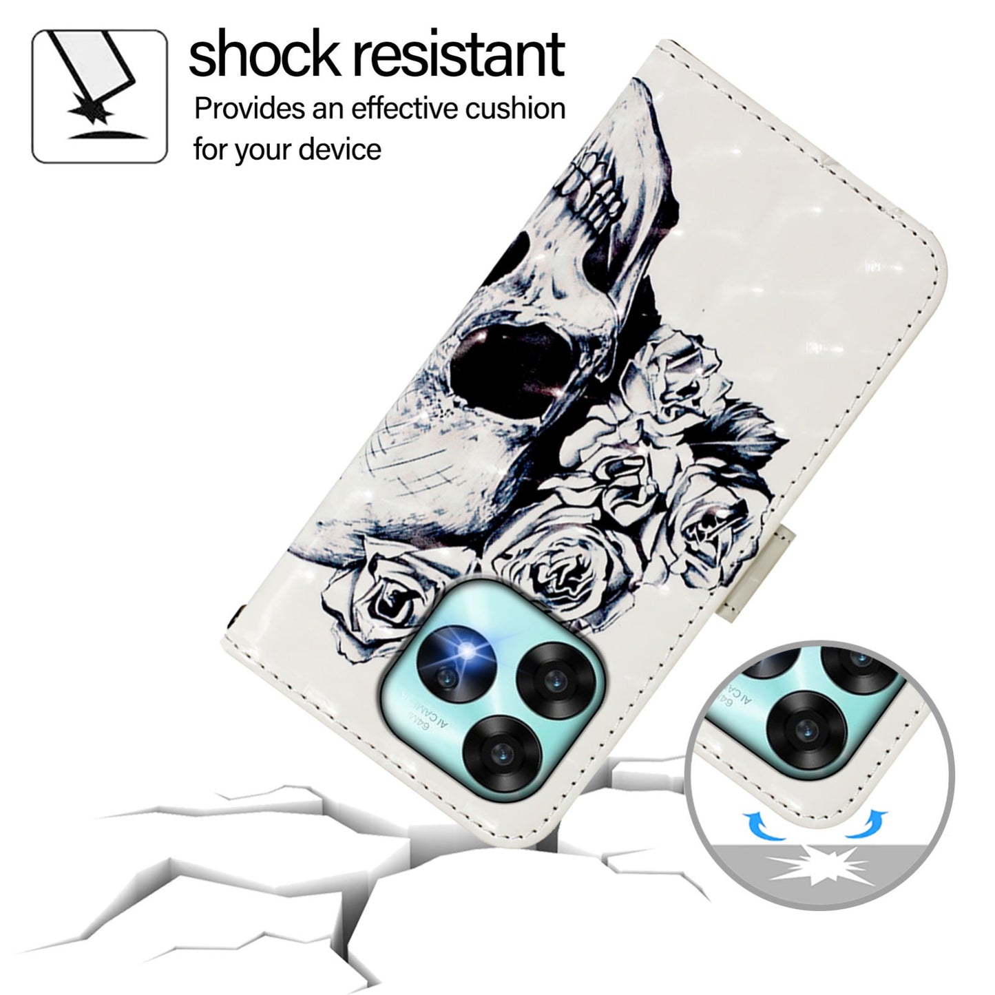 Umidigi A15C Leather Flip Phone Case with 3D Painted Design, Card Holder, Wallet & Stand Function - Durable Protection & Easy Access