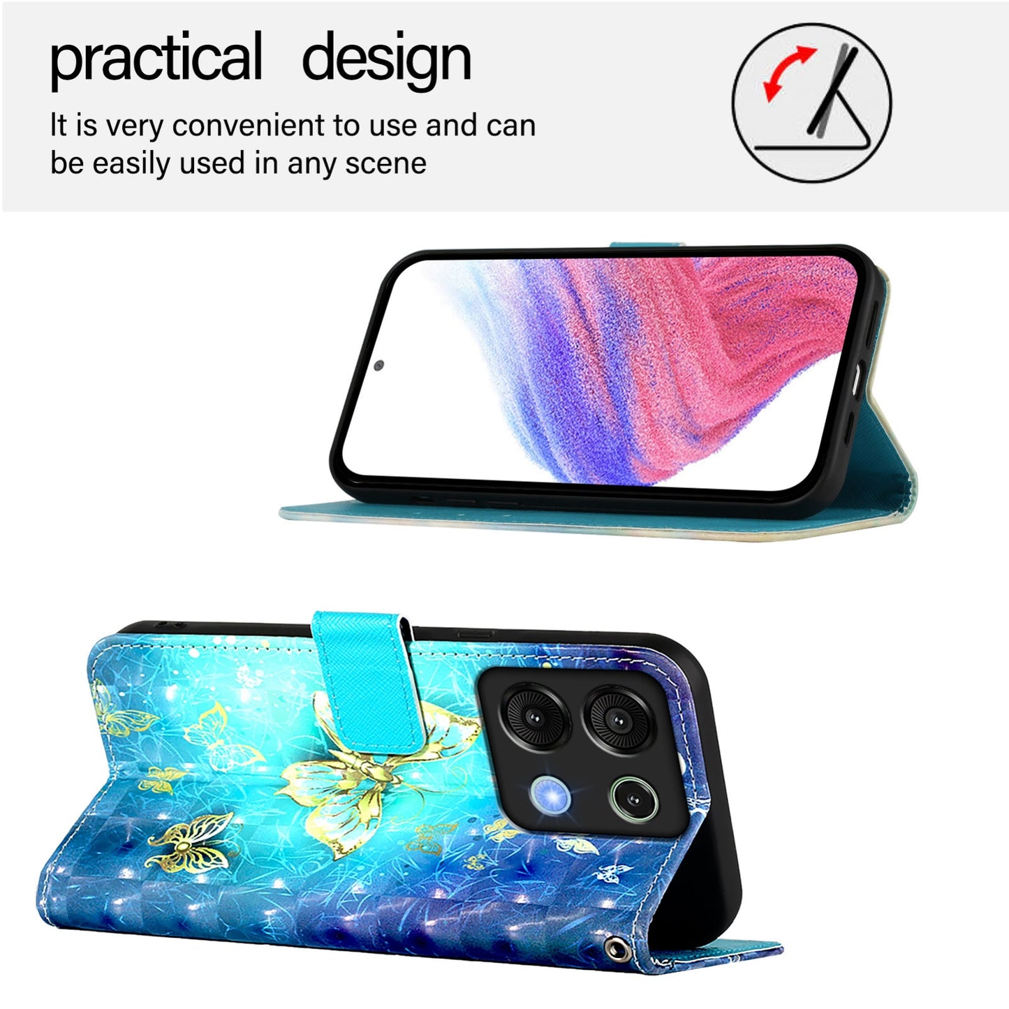 Umidigi G9 5G Leather Flip Phone Case with 3D Painted Design, Card Holder, Wallet & Stand Function - Durable Protection & Easy Access