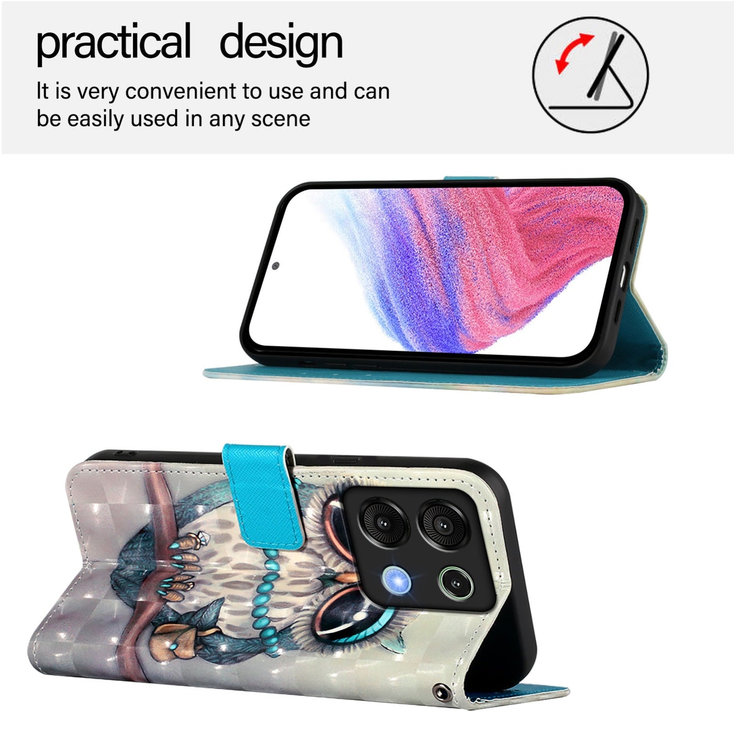 Umidigi G9 5G Leather Flip Phone Case with 3D Painted Design, Card Holder, Wallet & Stand Function - Durable Protection & Easy Access