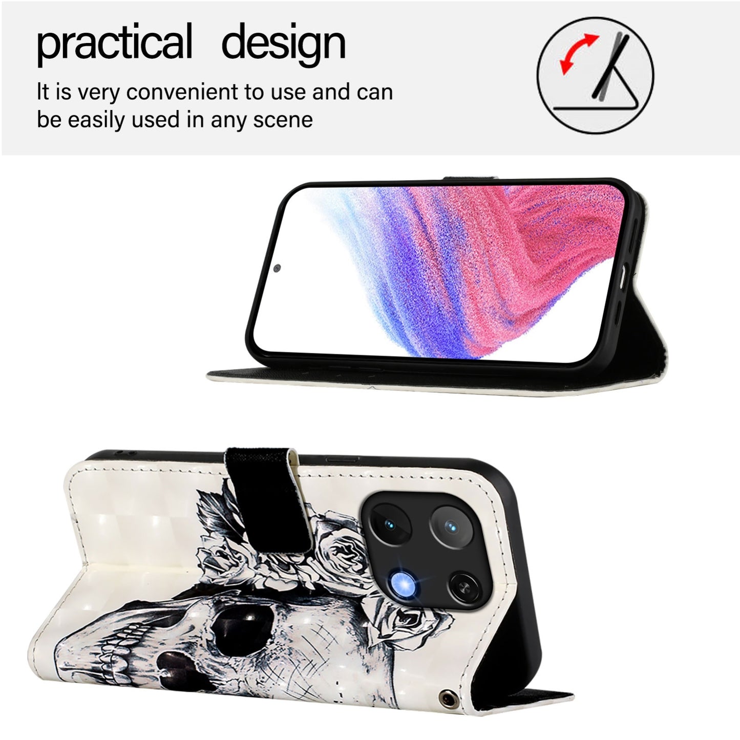 Umidigi Note 90 Leather Flip Phone Case with 3D Painted Design, Card Holder, Wallet & Stand Function - Durable Protection & Easy Access