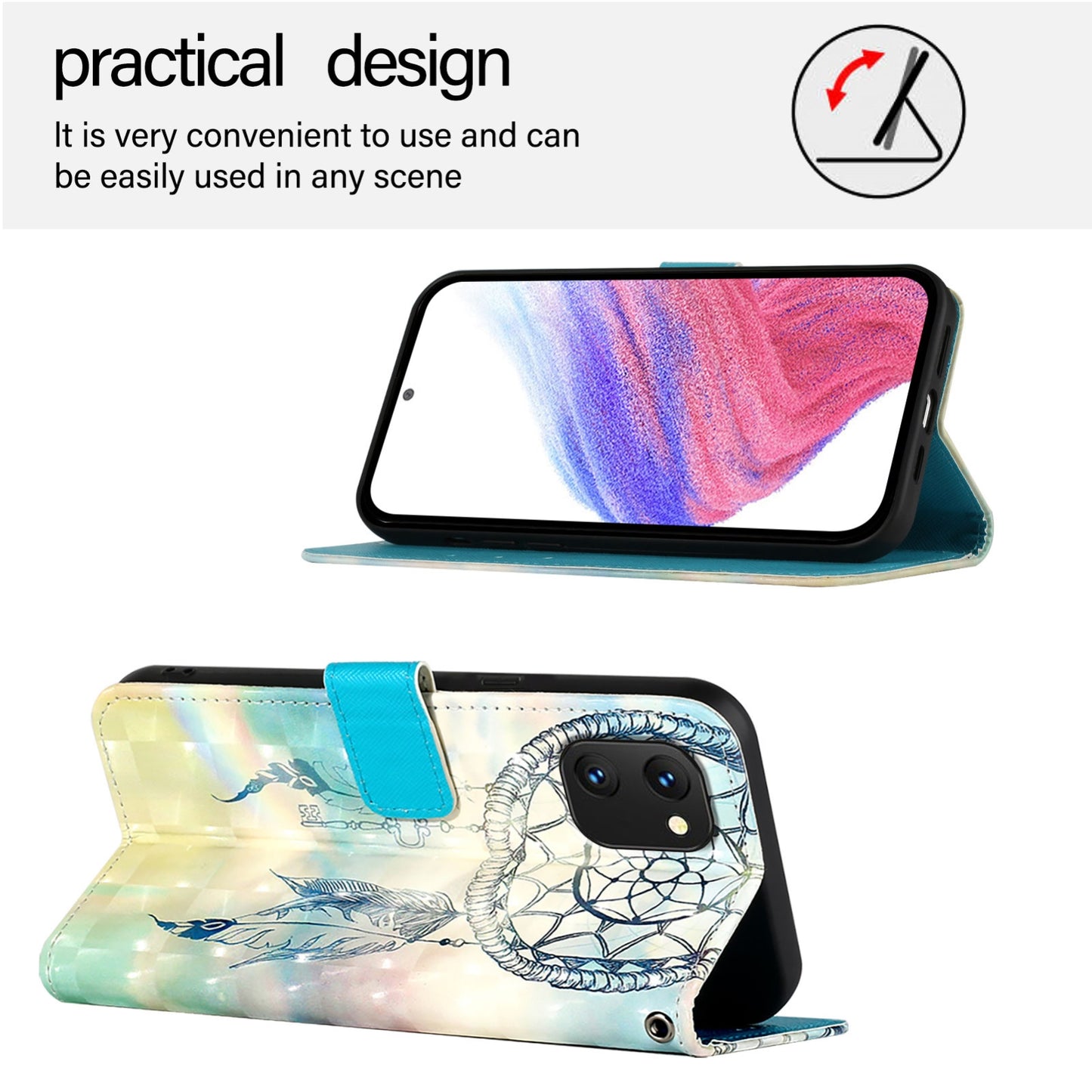 Umidigi 7S Leather Flip Phone Case with 3D Painted Design, Card Holder, Wallet & Stand Function - Durable Protection & Easy Access