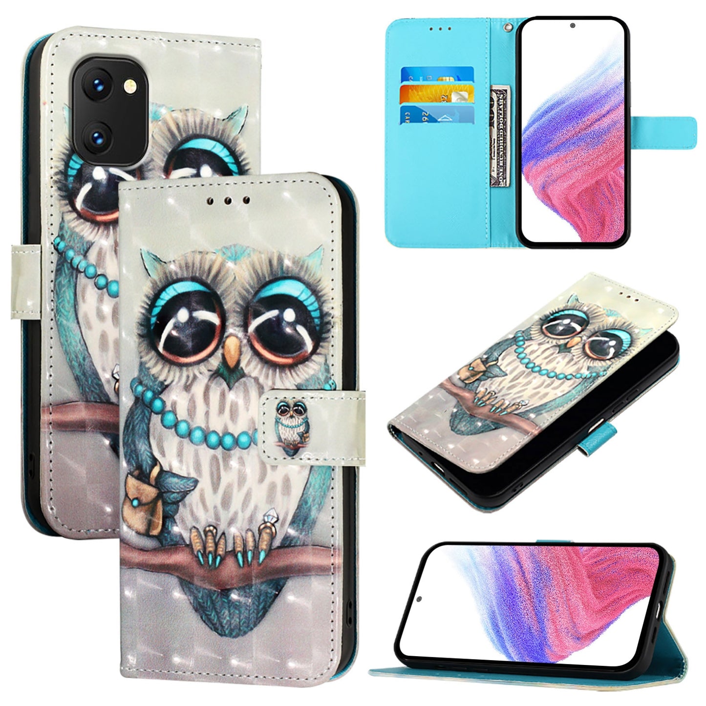Umidigi 7S Leather Flip Phone Case with 3D Painted Design, Card Holder, Wallet & Stand Function - Durable Protection & Easy Access