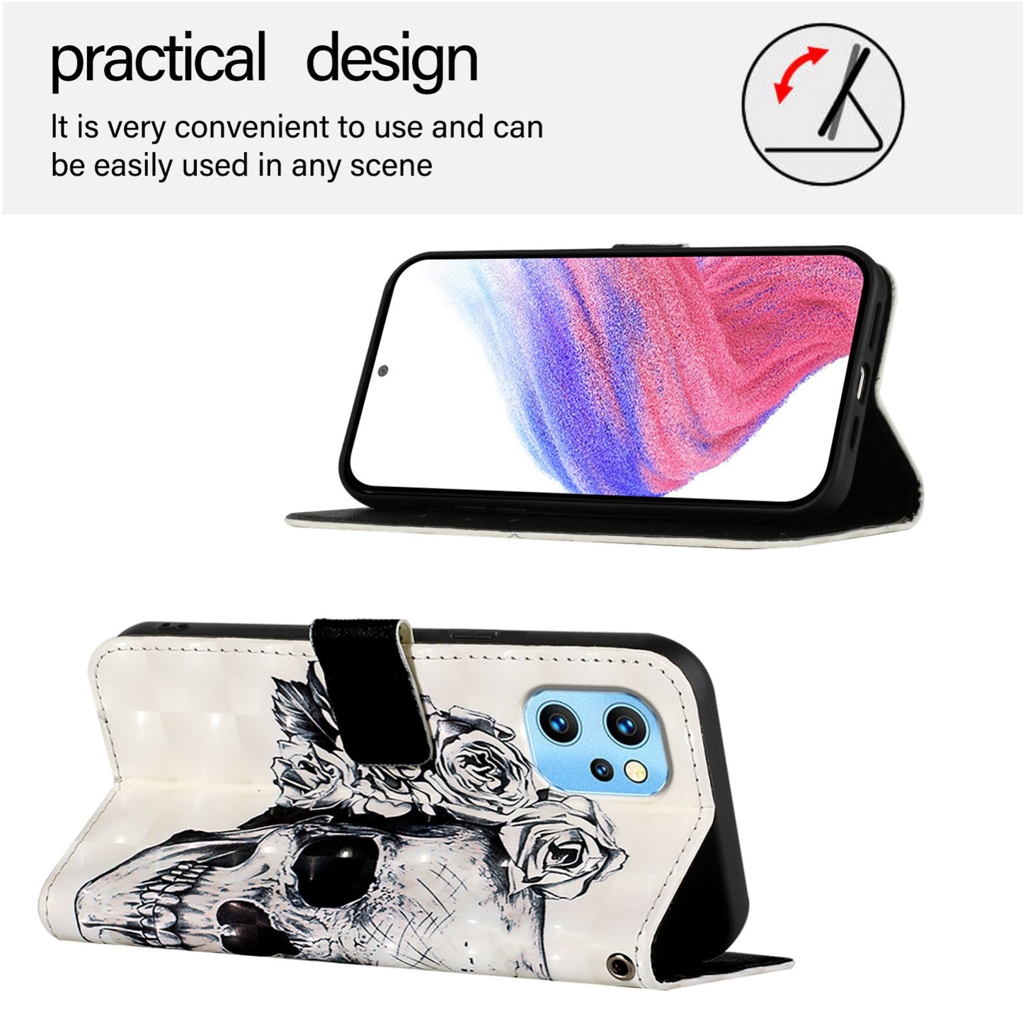 Umidigi Power 7 Max Leather Flip Phone Case with 3D Painted Design, Card Holder, Wallet & Stand Function - Durable Protection & Easy Access