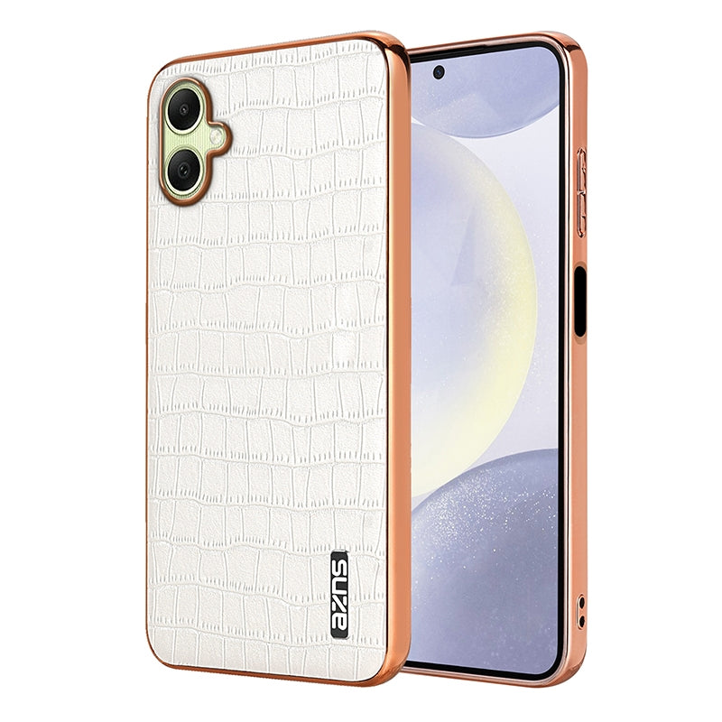 Samsung Galaxy A06 4G Luxury Case - Electroplated Frame, Crocodile Texture Leather, Full Coverage Protection, Anti-Fingerprint & Shockproof