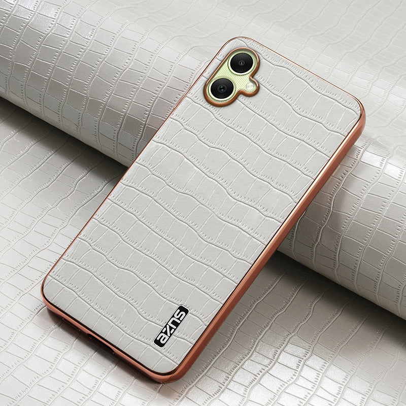 Samsung Galaxy A06 4G Luxury Case - Electroplated Frame, Crocodile Texture Leather, Full Coverage Protection, Anti-Fingerprint & Shockproof