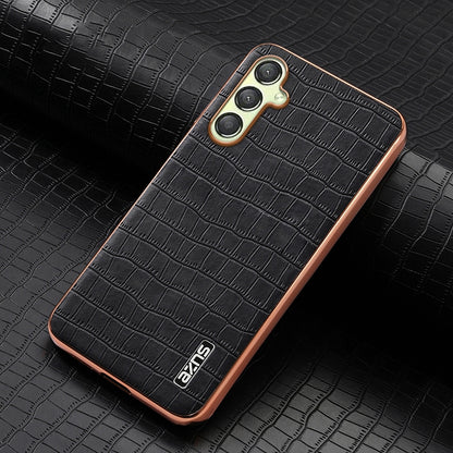 Samsung Galaxy A16 5G Luxury Case - Electroplated Frame, Crocodile Texture Leather, Full Coverage Protection, Anti-Fingerprint & Shockproof