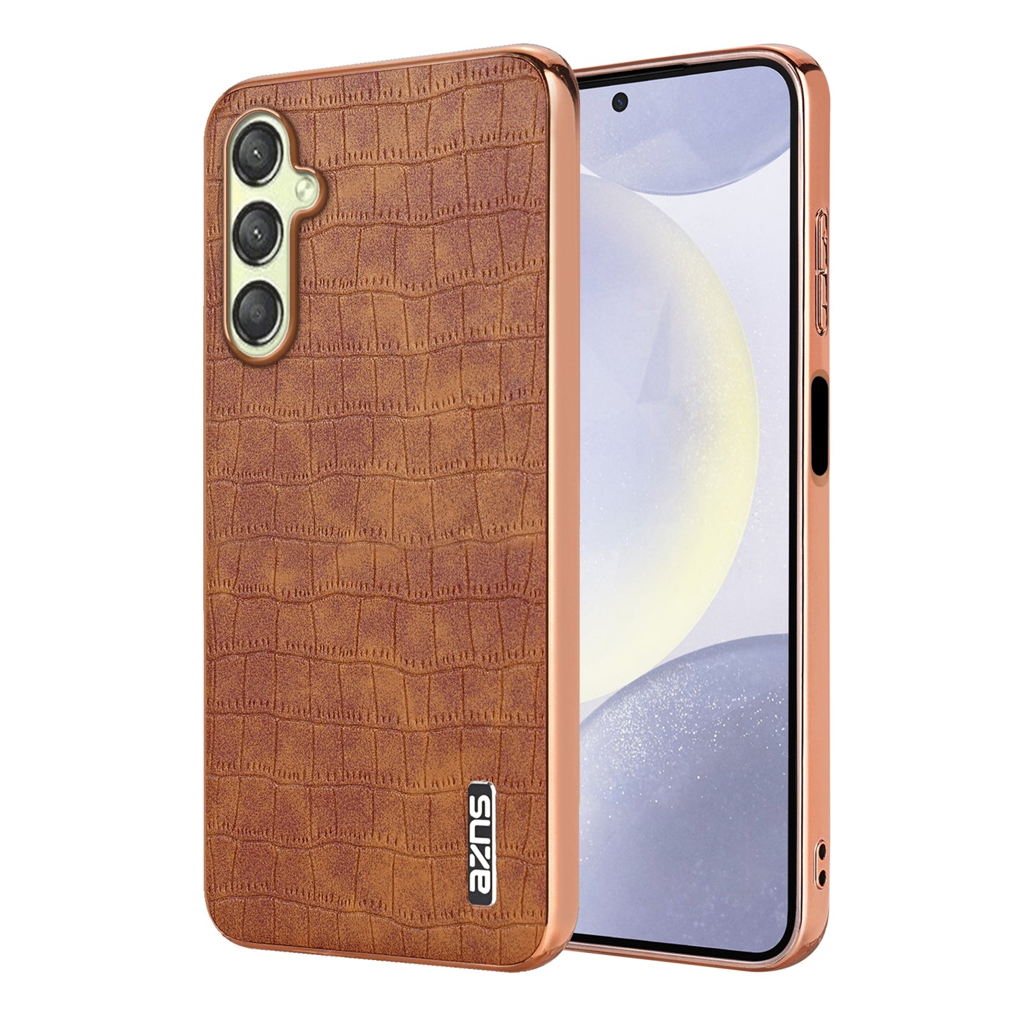 Samsung Galaxy A16 5G Luxury Case - Electroplated Frame, Crocodile Texture Leather, Full Coverage Protection, Anti-Fingerprint & Shockproof