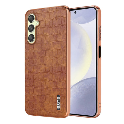 Samsung Galaxy A16 5G Luxury Case - Electroplated Frame, Crocodile Texture Leather, Full Coverage Protection, Anti-Fingerprint & Shockproof