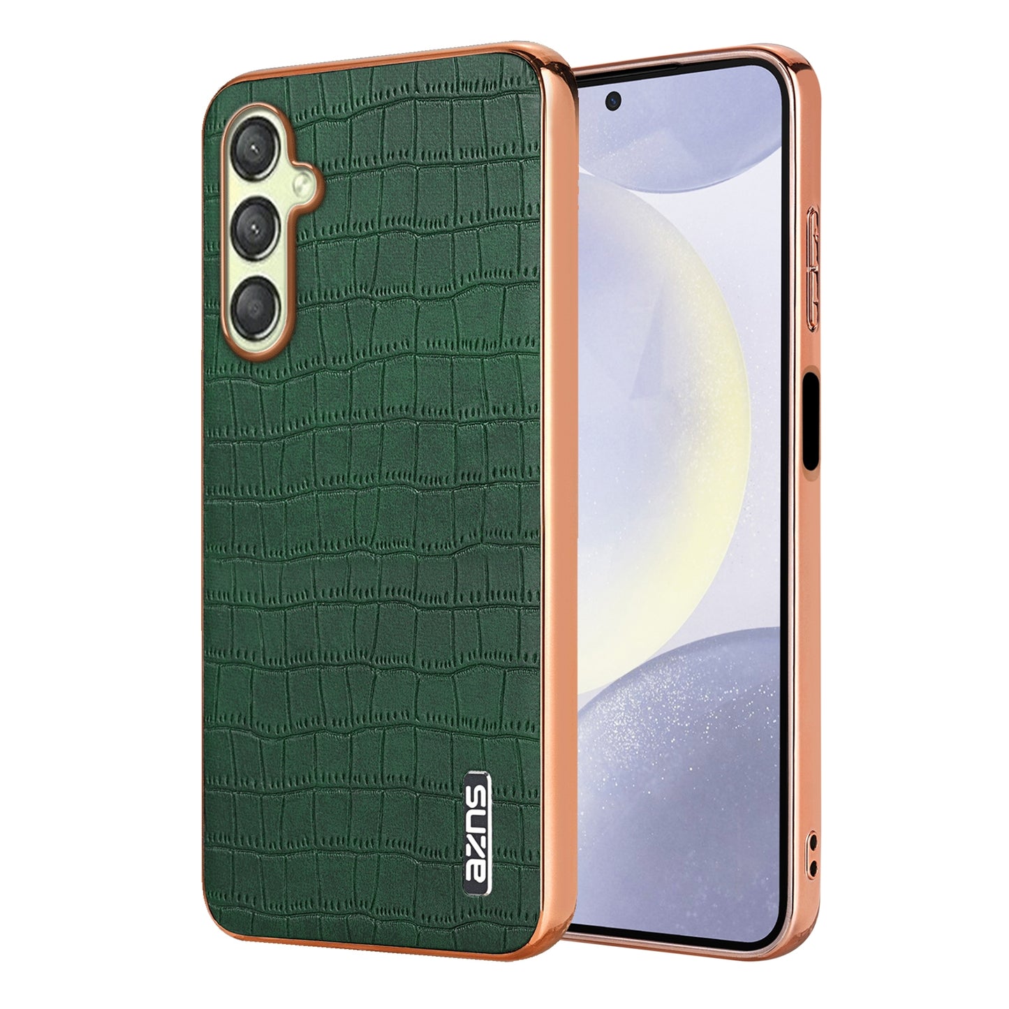 Samsung Galaxy A16 5G Luxury Case - Electroplated Frame, Crocodile Texture Leather, Full Coverage Protection, Anti-Fingerprint & Shockproof