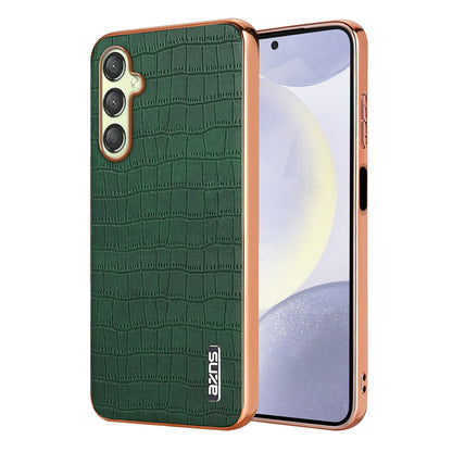Samsung Galaxy A16 5G Luxury Case - Electroplated Frame, Crocodile Texture Leather, Full Coverage Protection, Anti-Fingerprint & Shockproof