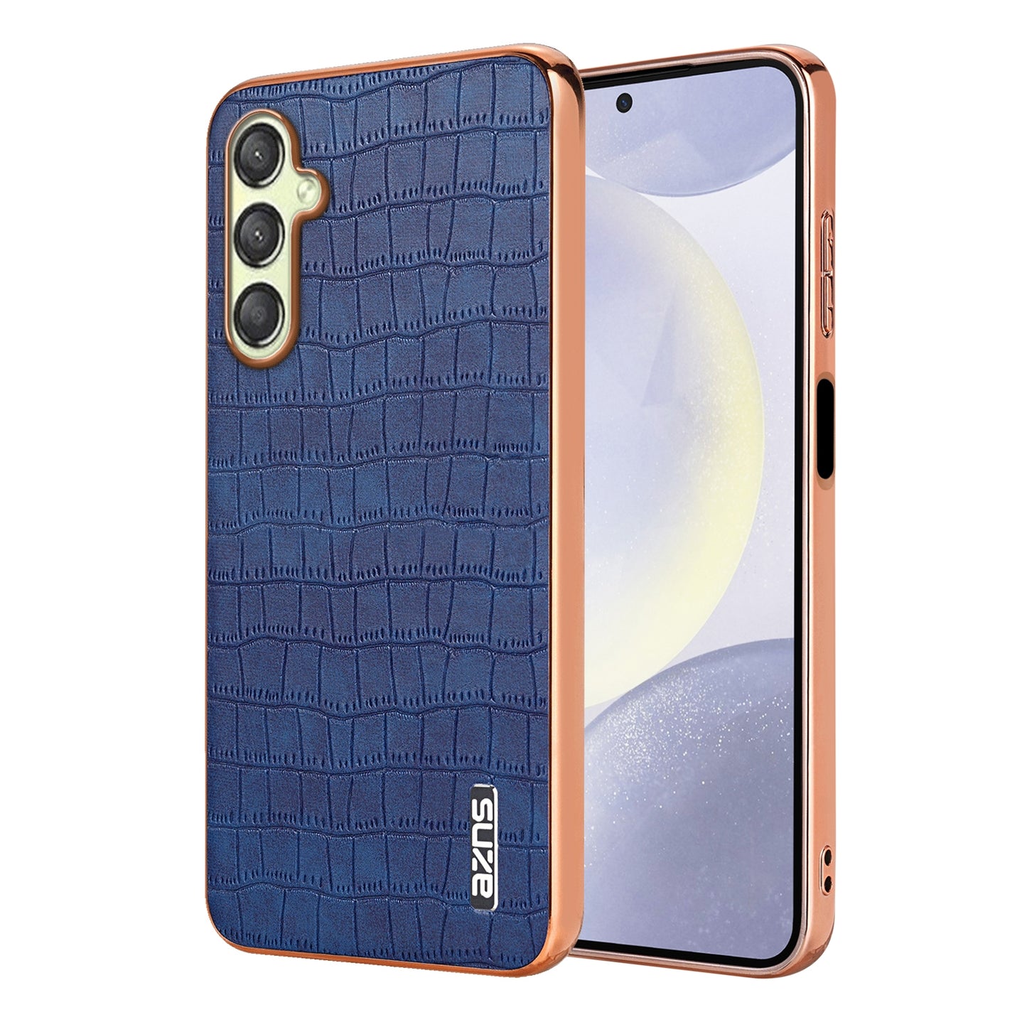 Samsung Galaxy A16 5G Luxury Case - Electroplated Frame, Crocodile Texture Leather, Full Coverage Protection, Anti-Fingerprint & Shockproof