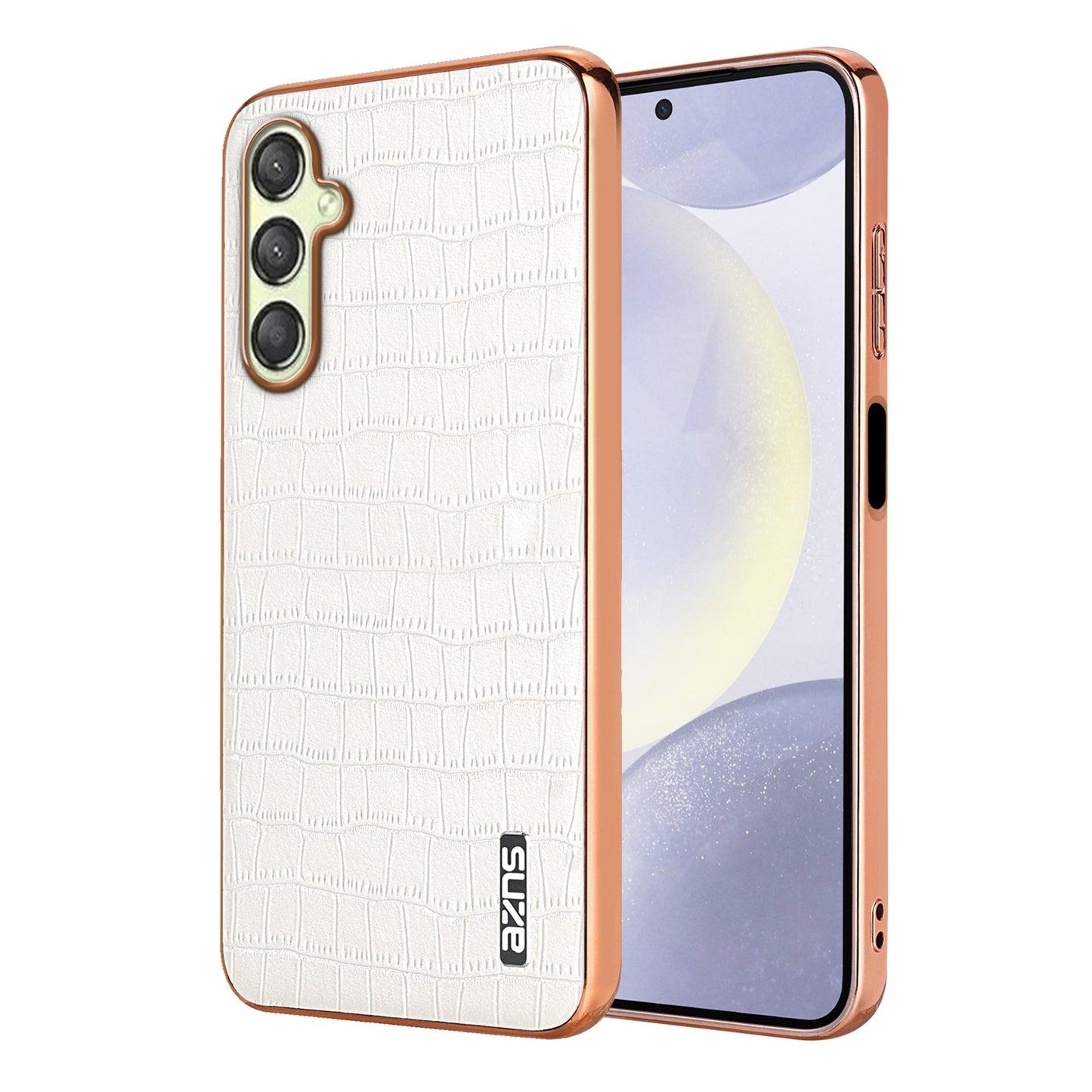 Samsung Galaxy A16 5G Luxury Case - Electroplated Frame, Crocodile Texture Leather, Full Coverage Protection, Anti-Fingerprint & Shockproof