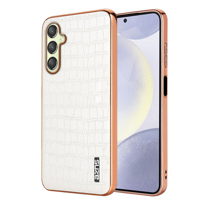 Samsung Galaxy A16 5G Luxury Case - Electroplated Frame, Crocodile Texture Leather, Full Coverage Protection, Anti-Fingerprint & Shockproof