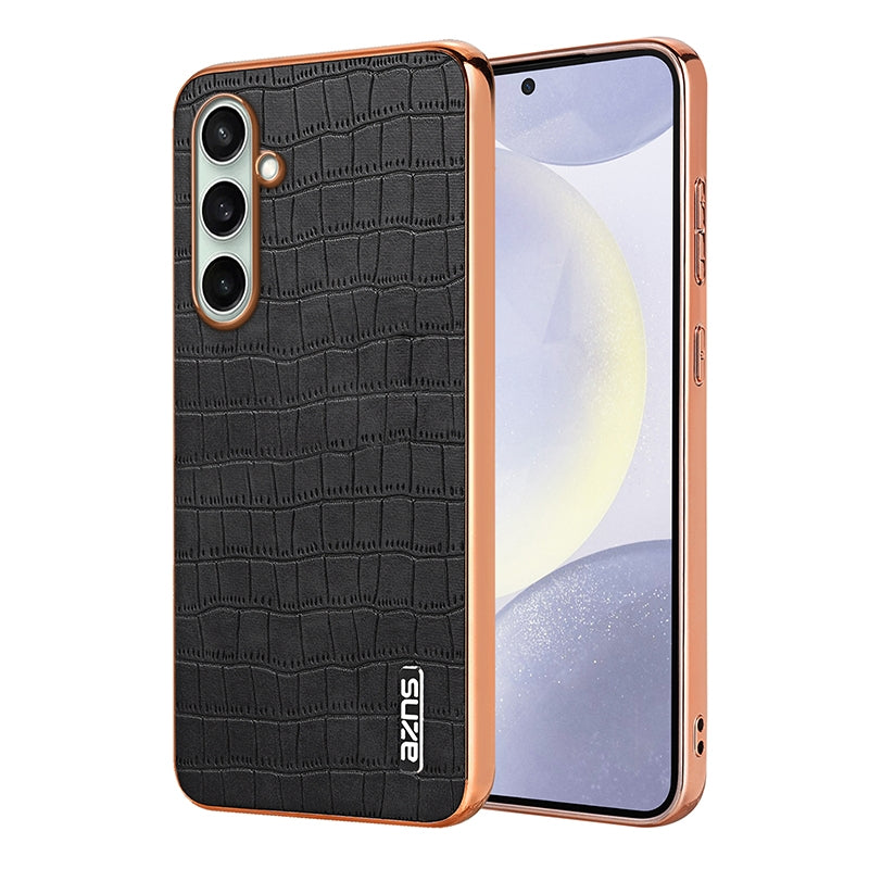 Samsung Galaxy A36 Luxury Case - Electroplated Frame, Crocodile Texture Leather, Full Coverage Protection, Anti-Fingerprint & Shockproof