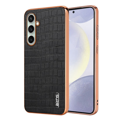 Samsung Galaxy A36 Luxury Case - Electroplated Frame, Crocodile Texture Leather, Full Coverage Protection, Anti-Fingerprint & Shockproof