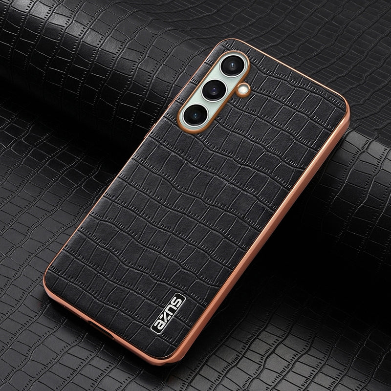 Samsung Galaxy A36 Luxury Case - Electroplated Frame, Crocodile Texture Leather, Full Coverage Protection, Anti-Fingerprint & Shockproof