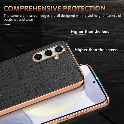 Samsung Galaxy A36 Luxury Case - Electroplated Frame, Crocodile Texture Leather, Full Coverage Protection, Anti-Fingerprint & Shockproof