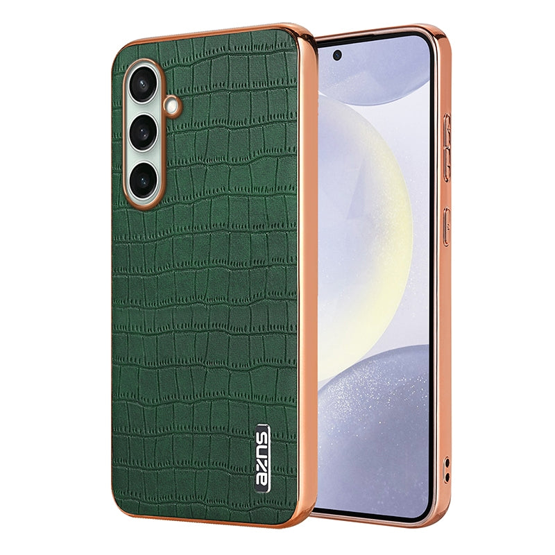 Samsung Galaxy A36 Luxury Case - Electroplated Frame, Crocodile Texture Leather, Full Coverage Protection, Anti-Fingerprint & Shockproof