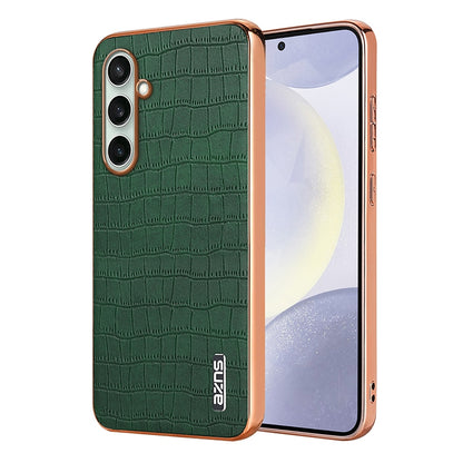 Samsung Galaxy A36 Luxury Case - Electroplated Frame, Crocodile Texture Leather, Full Coverage Protection, Anti-Fingerprint & Shockproof