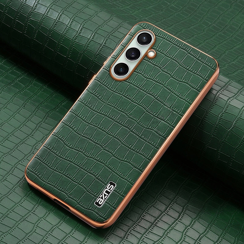 Samsung Galaxy A36 Luxury Case - Electroplated Frame, Crocodile Texture Leather, Full Coverage Protection, Anti-Fingerprint & Shockproof