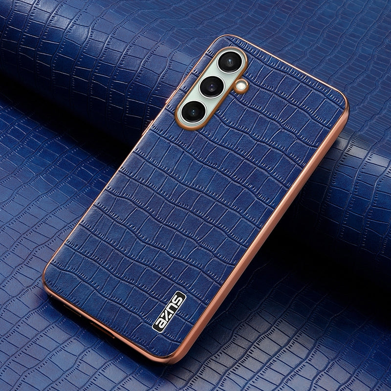 Samsung Galaxy A36 Luxury Case - Electroplated Frame, Crocodile Texture Leather, Full Coverage Protection, Anti-Fingerprint & Shockproof
