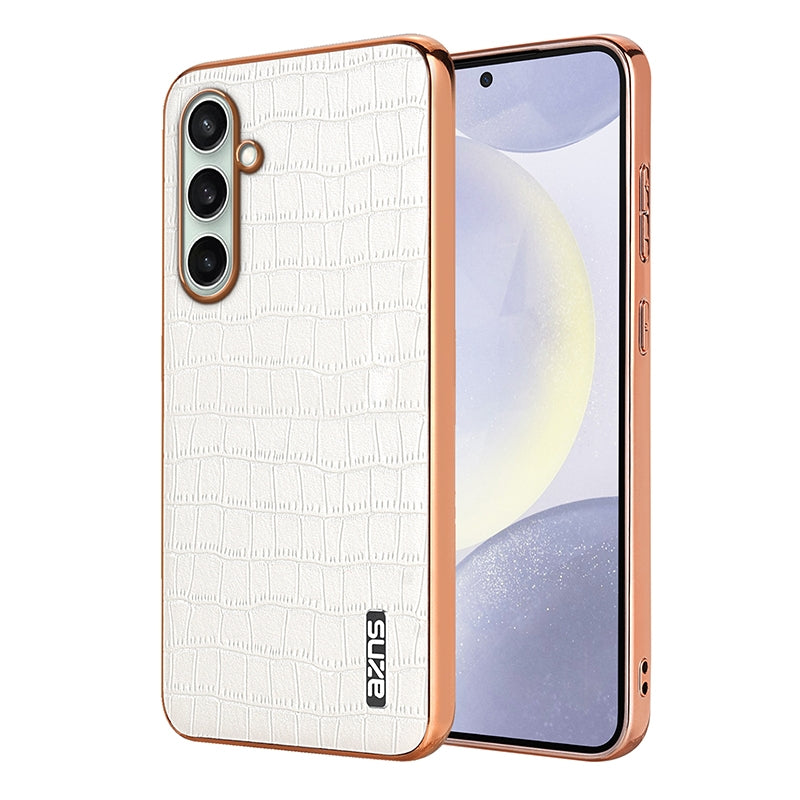 Samsung Galaxy A36 Luxury Case - Electroplated Frame, Crocodile Texture Leather, Full Coverage Protection, Anti-Fingerprint & Shockproof