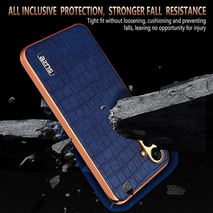 Samsung Galaxy A26 5G Luxury Case - Electroplated Frame, Crocodile Texture Leather, Full Coverage Protection, Anti-Fingerprint & Shockproof