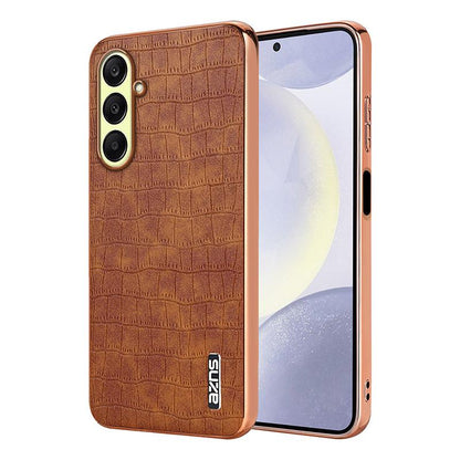 Samsung Galaxy A26 5G Luxury Case - Electroplated Frame, Crocodile Texture Leather, Full Coverage Protection, Anti-Fingerprint & Shockproof