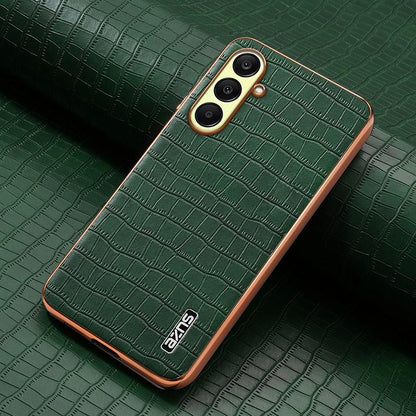 Samsung Galaxy A26 5G Luxury Case - Electroplated Frame, Crocodile Texture Leather, Full Coverage Protection, Anti-Fingerprint & Shockproof
