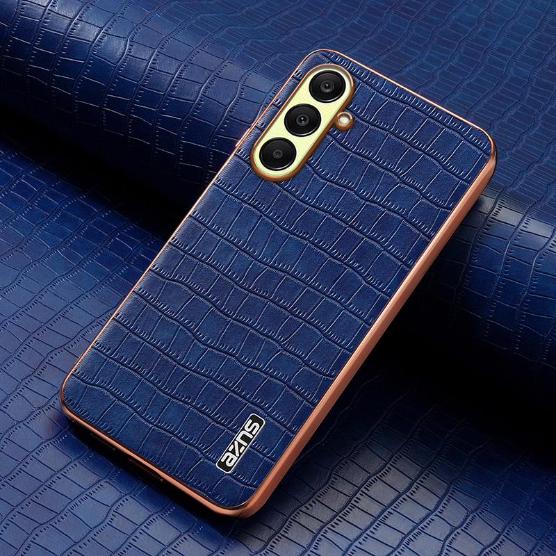 Samsung Galaxy A26 5G Luxury Case - Electroplated Frame, Crocodile Texture Leather, Full Coverage Protection, Anti-Fingerprint & Shockproof