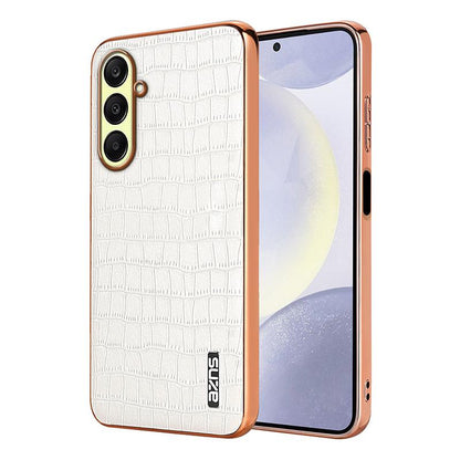 Samsung Galaxy A26 5G Luxury Case - Electroplated Frame, Crocodile Texture Leather, Full Coverage Protection, Anti-Fingerprint & Shockproof