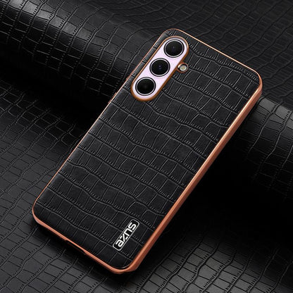 Samsung Galaxy A56 5G Luxury Case - Electroplated Frame, Crocodile Texture Leather, Full Coverage Protection, Anti-Fingerprint & Shockproof