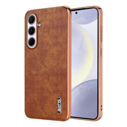 Samsung Galaxy A56 5G Luxury Case - Electroplated Frame, Crocodile Texture Leather, Full Coverage Protection, Anti-Fingerprint & Shockproof