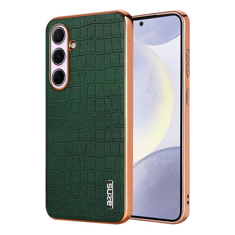 Samsung Galaxy A56 5G Luxury Case - Electroplated Frame, Crocodile Texture Leather, Full Coverage Protection, Anti-Fingerprint & Shockproof