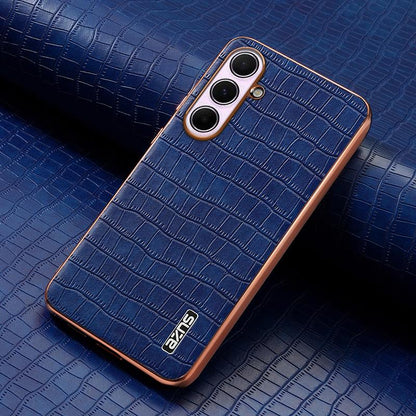 Samsung Galaxy A56 5G Luxury Case - Electroplated Frame, Crocodile Texture Leather, Full Coverage Protection, Anti-Fingerprint & Shockproof