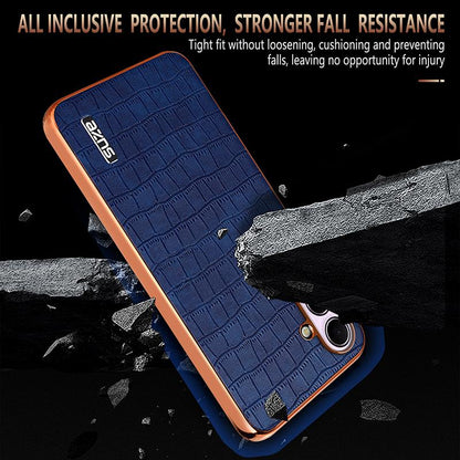 Samsung Galaxy A56 5G Luxury Case - Electroplated Frame, Crocodile Texture Leather, Full Coverage Protection, Anti-Fingerprint & Shockproof