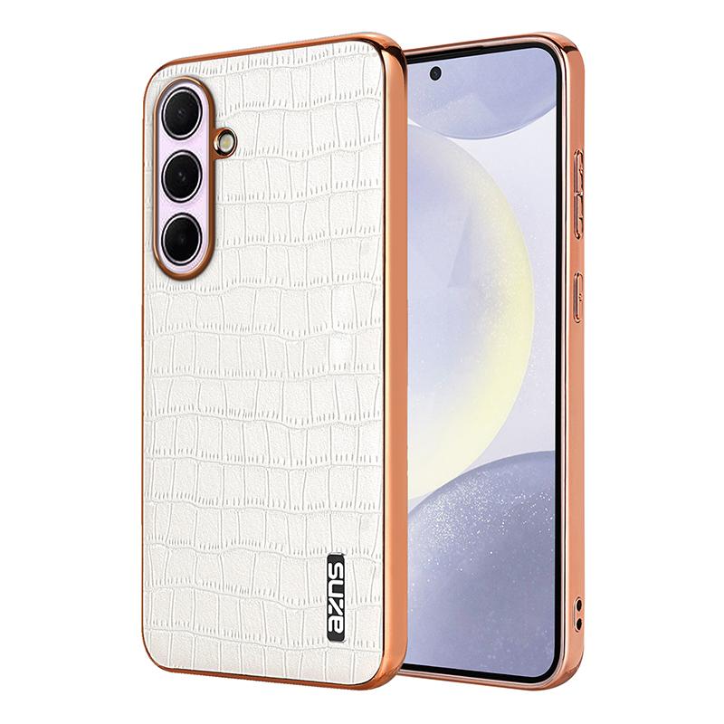 Samsung Galaxy A56 5G Luxury Case - Electroplated Frame, Crocodile Texture Leather, Full Coverage Protection, Anti-Fingerprint & Shockproof
