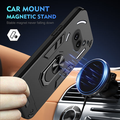 Shockproof Nothing Phone 2a Phone Case with 360° Rotatable Metal Ring Holder, Magnetic Car Mount Stand, Ultra-Thin PC & Silicone Protection Cover