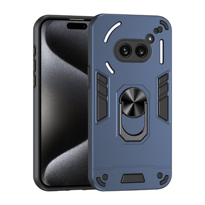 Shockproof Nothing Phone 2a Phone Case with 360° Rotatable Metal Ring Holder, Magnetic Car Mount Stand, Ultra-Thin PC & Silicone Protection Cover