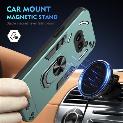 Shockproof Nothing Phone 2a Phone Case with 360° Rotatable Metal Ring Holder, Magnetic Car Mount Stand, Ultra-Thin PC & Silicone Protection Cover