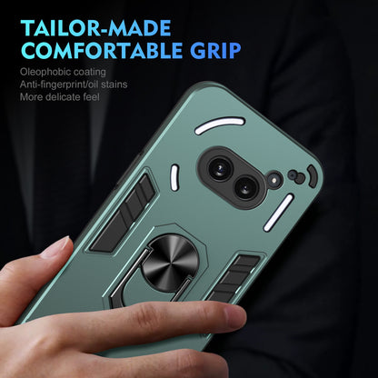 Shockproof Nothing Phone 2a Phone Case with 360° Rotatable Metal Ring Holder, Magnetic Car Mount Stand, Ultra-Thin PC & Silicone Protection Cover