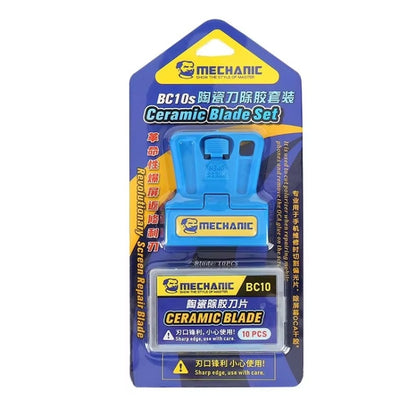 Mechanic BC10s Ceramic Blade Set with High Sharp Insulation, Blade Holder for OCA Glue Removal & Screen Repair
