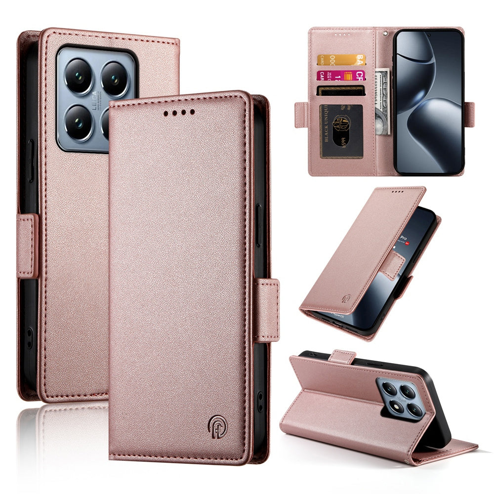 Xiaomi 14T Pro Magnetic Leather Wallet Case with Card Slots, Stand Function & Full Protection