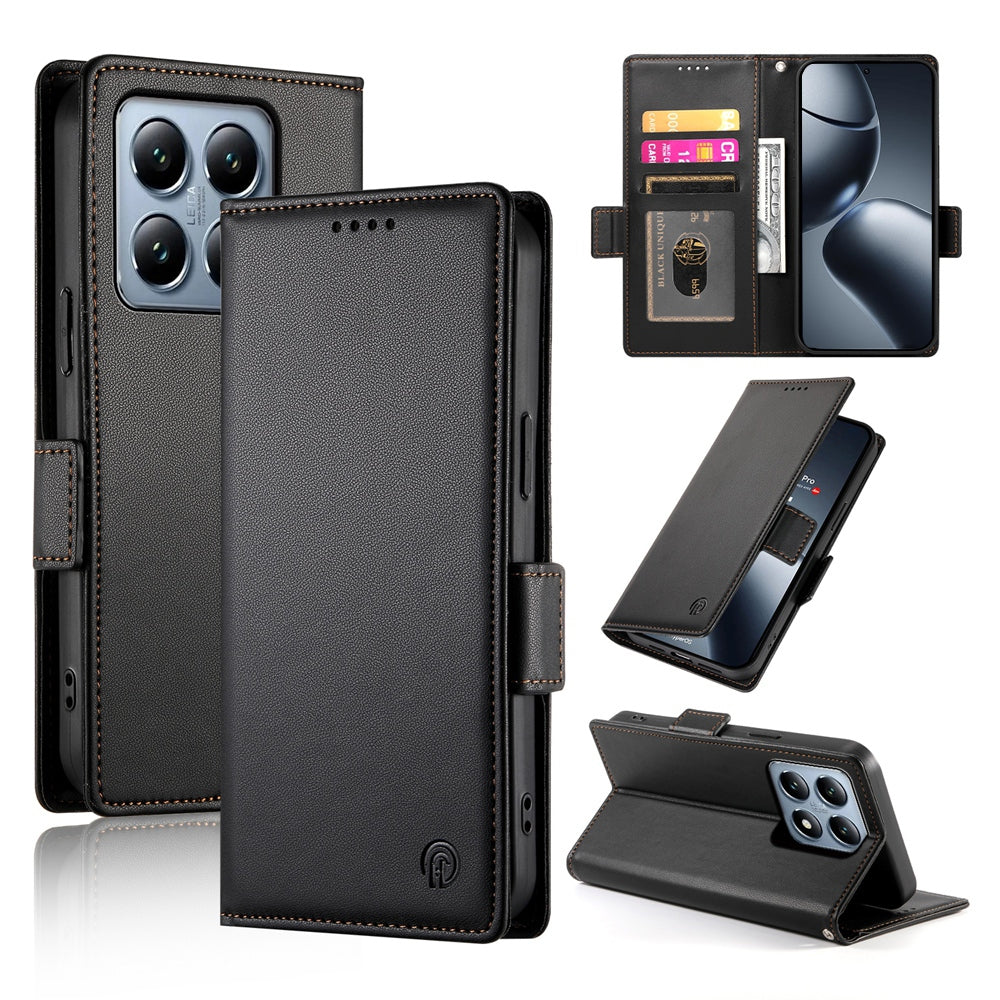 Xiaomi 14T Pro Magnetic Leather Wallet Case with Card Slots, Stand Function & Full Protection